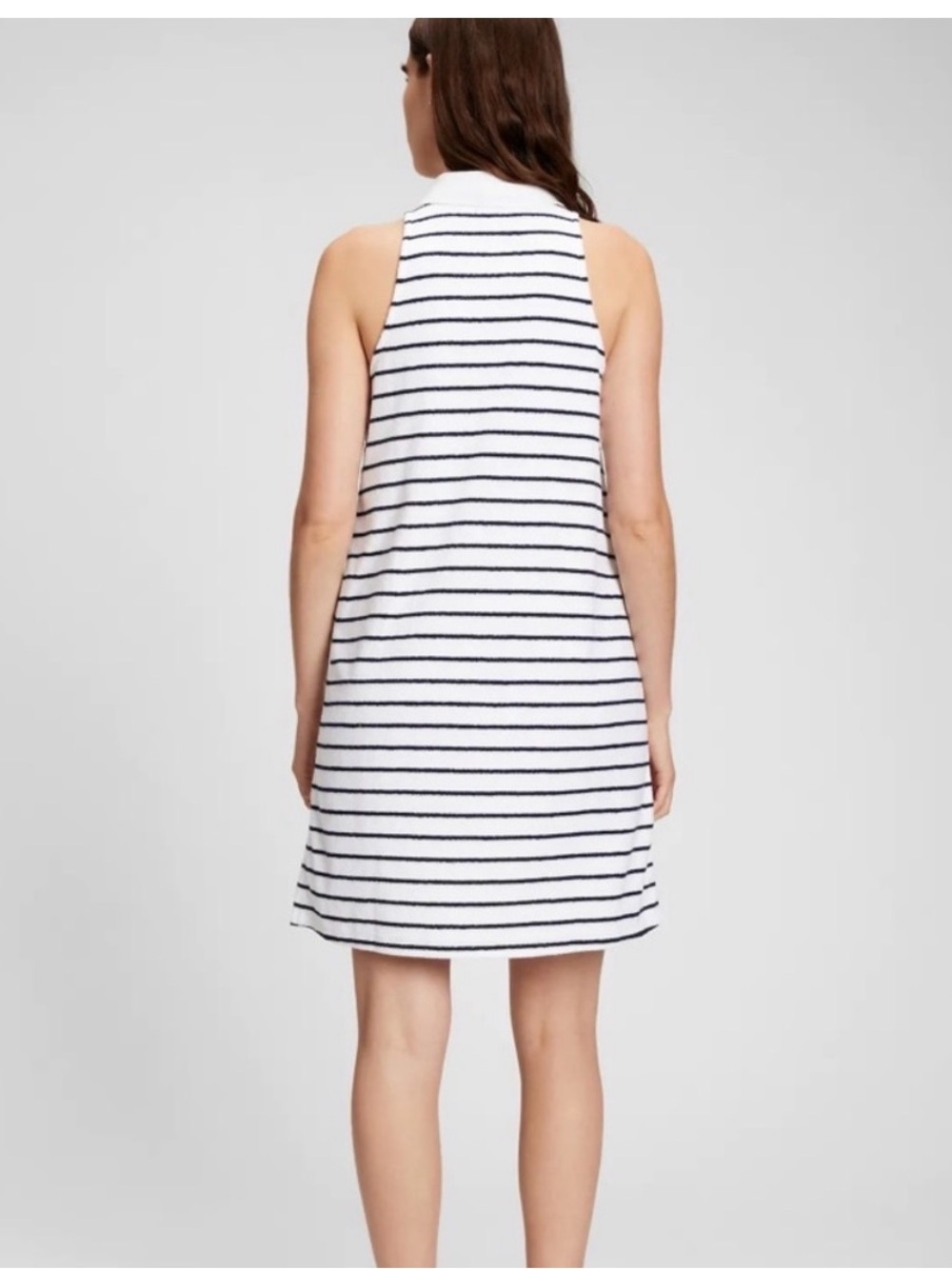 GAP size M White and Navy Striped Sleeveless terrycloth Swim Coverup Dress. - Picture 2 of 9